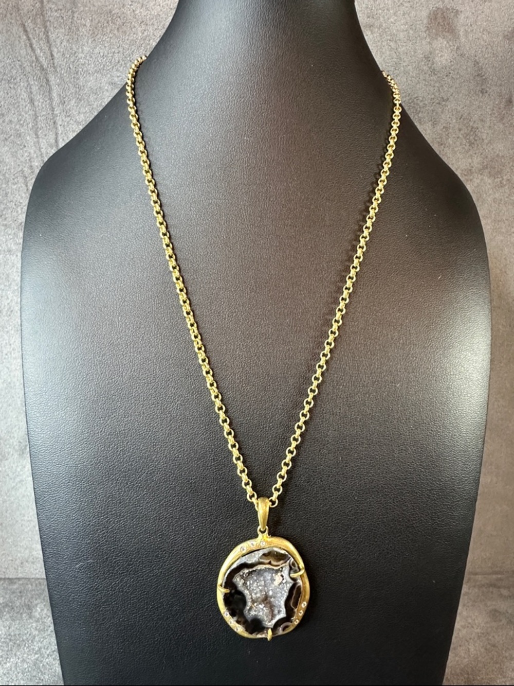 Gold-Tone Druzy Pendant Necklace - Women Jewelry